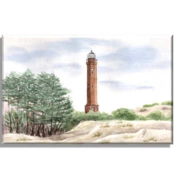 Leinwand 40 x 30 cm Keilrahmen Canvas-Leinen Aquarell Maritim Kunst Druck Kunstdruck Nordsee Norderney  Leuchtturm Insel Strand